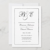 Einfache Hochzeit an der weißen Silber-Grenze Einladung (Vorderseite)