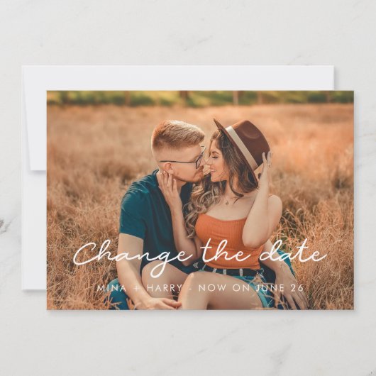 Einfache Hochzeit Ändern Sie das Datum Ankündigung (Vorderseite)