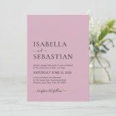 Einfache Hochzeit Blassrosa Einladung (Stehend Vorderseite)