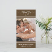 Einfache Hochzeit Danke Fotokarte (Schokolade) (Stehend Vorderseite)