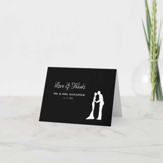 Einfache Hochzeit Danke Schwarz-weißes Brautbad (Vorderseite)