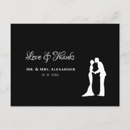 Einfache Hochzeit Danke Schwarz-weißes Brautbad Postkarte