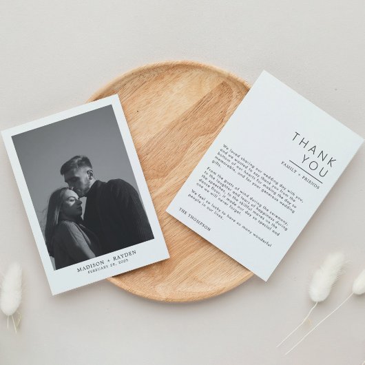 Einfache Hochzeit Dankeschön Karte mit Foto