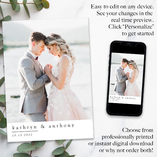 Einfache Hochzeit Dankeschön Karte mit Fotos