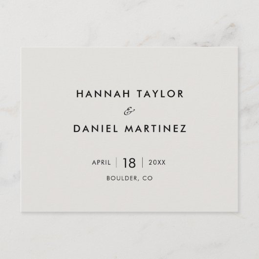 Einfache Hochzeit Das Datum speichern Ankündigungspostkarte (Vorderseite)