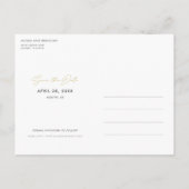 Einfache Hochzeit Das Datum speichern Ankündigungspostkarte (Rückseite)