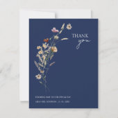 Einfache Hochzeit der blauen Herbst-Wildblumen der Dankeskarte (Vorderseite)