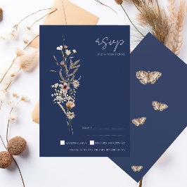 Einfache Hochzeit der blauen Herbst-Wildblumen der RSVP Karte
