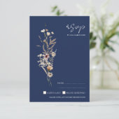 Einfache Hochzeit der blauen Herbst-Wildblumen der RSVP Karte (Stehend Vorderseite)
