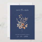 Einfache Hochzeit der blauen Herbst-Wildblumen der Save The Date (Vorderseite)