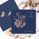 Einfache Hochzeit der blauen Herbst-Wildblumen der Save The Date