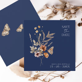 Einfache Hochzeit der blauen Herbst-Wildblumen der Save The Date