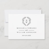 Einfache Hochzeit der Botanischen Kranzfresse RSVP Karte (Rückseite)