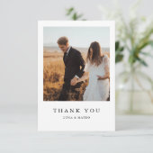 Einfache Hochzeit der Burgunder Blume Foto Dankeskarte (Stehend Vorderseite)