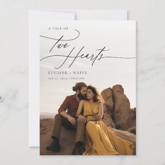 Einfache Hochzeit der doppelseitigen Wüste Foto Einladung (Vorderseite)