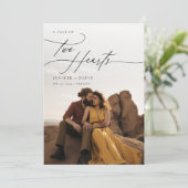 Einfache Hochzeit der doppelseitigen Wüste Foto Einladung (Stehend Vorderseite)