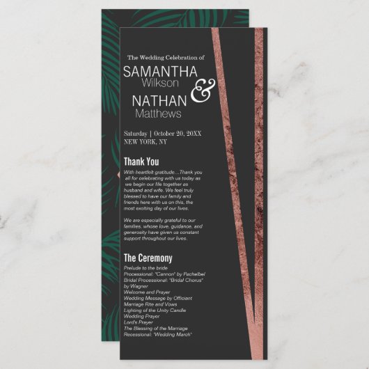 Einfache Hochzeit der getilgten Rose Programm (Vorne/Hinten)