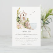 Einfache Hochzeit der katholischen Wasserfarbenkir Dankeskarte (Stehend Vorderseite)