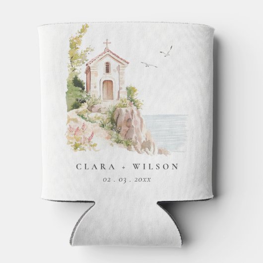 Einfache Hochzeit der katholischen Wasserfarbenkir Dosenkühler (Rückseite)