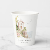 Einfache Hochzeit der katholischen Wasserfarbenkir Pappbecher (Vorderseite)