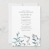 Einfache Hochzeit der modernen Drachenfliegengärte Einladung (Vorderseite)