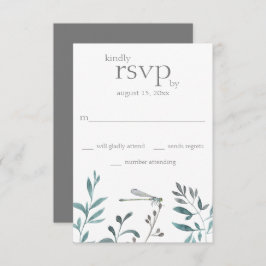 Einfache Hochzeit der modernen Drachenfliegengärte RSVP Karte