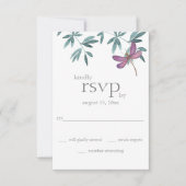 Einfache Hochzeit der modernen Drachenfliegengärte RSVP Karte (Vorderseite)