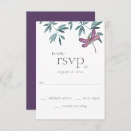 Einfache Hochzeit der modernen Drachenfliegengärte RSVP Karte
