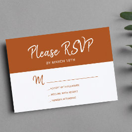 Einfache Hochzeit der modernen Terrakotta-Typograf RSVP Karte