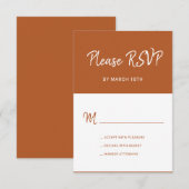 Einfache Hochzeit der modernen Terrakotta-Typograf RSVP Karte (Vorne/Hinten)
