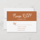 Einfache Hochzeit der modernen Terrakotta-Typograf RSVP Karte (Vorderseite)