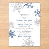 Einfache Hochzeit der Navy Blue Silver Snowflake Acryleinladungen (Vorderseite)
