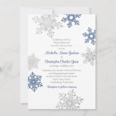 Einfache Hochzeit der Navy Blue Silver Snowflake Einladung (Vorderseite)