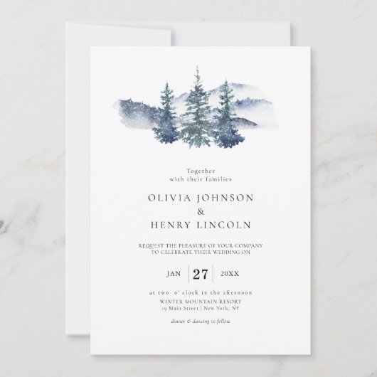 Einfache Hochzeit der Pine Tree Einladung (Vorderseite)