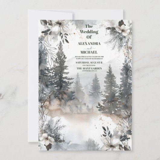 Einfache Hochzeit der Pine Tree Einladung (Vorderseite)