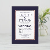 Einfache Hochzeit der Rose mit Gold-Lined Einladung (Stehend Vorderseite)
