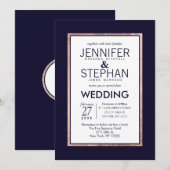 Einfache Hochzeit der Rose mit Gold-Lined Einladung (Vorne/Hinten)