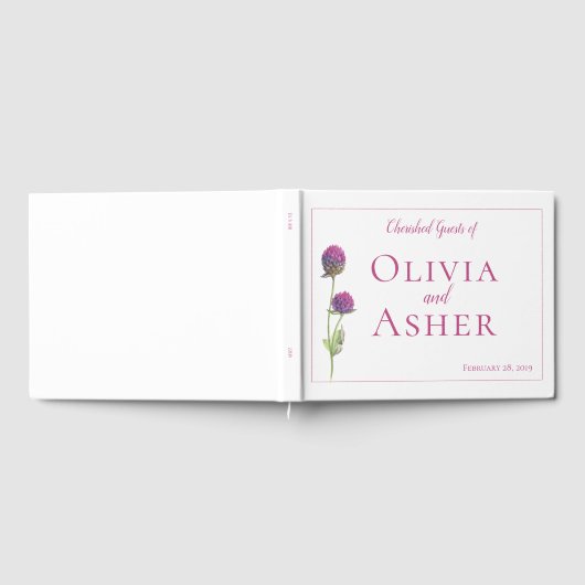 Einfache Hochzeit der Wasserfarbe Amaranth Thistle Gästebuch (Voll)