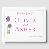 Einfache Hochzeit der Wasserfarbe Amaranth Thistle Gästebuch (Vorderseite)