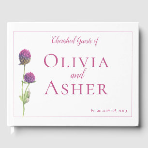 Einfache Hochzeit der Wasserfarbe Amaranth Thistle Gästebuch