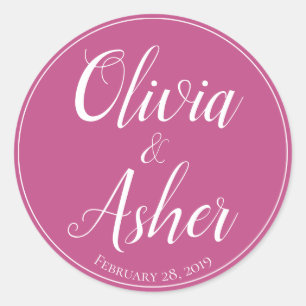 Einfache Hochzeit der Wasserfarbe Amaranth Thistle Runder Aufkleber