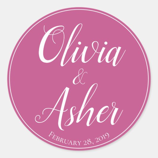 Einfache Hochzeit der Wasserfarbe Amaranth Thistle Runder Aufkleber (Vorderseite)