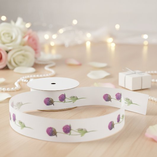 Einfache Hochzeit der Wasserfarbe Amaranth Thistle Satinband