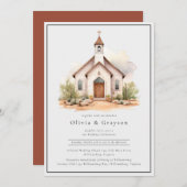 Einfache Hochzeit der Western-Wasserfarbenkapelle Einladung (Vorne/Hinten)