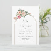Einfache Hochzeit des Arch Floral Garden Einladung (Stehend Vorderseite)