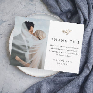 Einfache Hochzeit des Fotos der Goldzweigstelle Dankeskarte