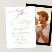 Einfache Hochzeit des Fotos mit moderner Goldkalli Einladung