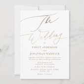 Einfache Hochzeit des Fotos mit moderner Goldkalli Einladung (Vorderseite)