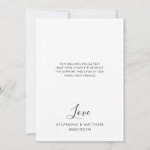 Einfache Hochzeit des Fotos Wasserfarbe Dankeskarte (Rückseite)