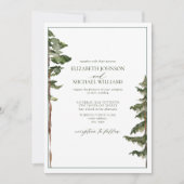 Einfache Hochzeit des grünen Pinienwaldes Einladung (Vorderseite)